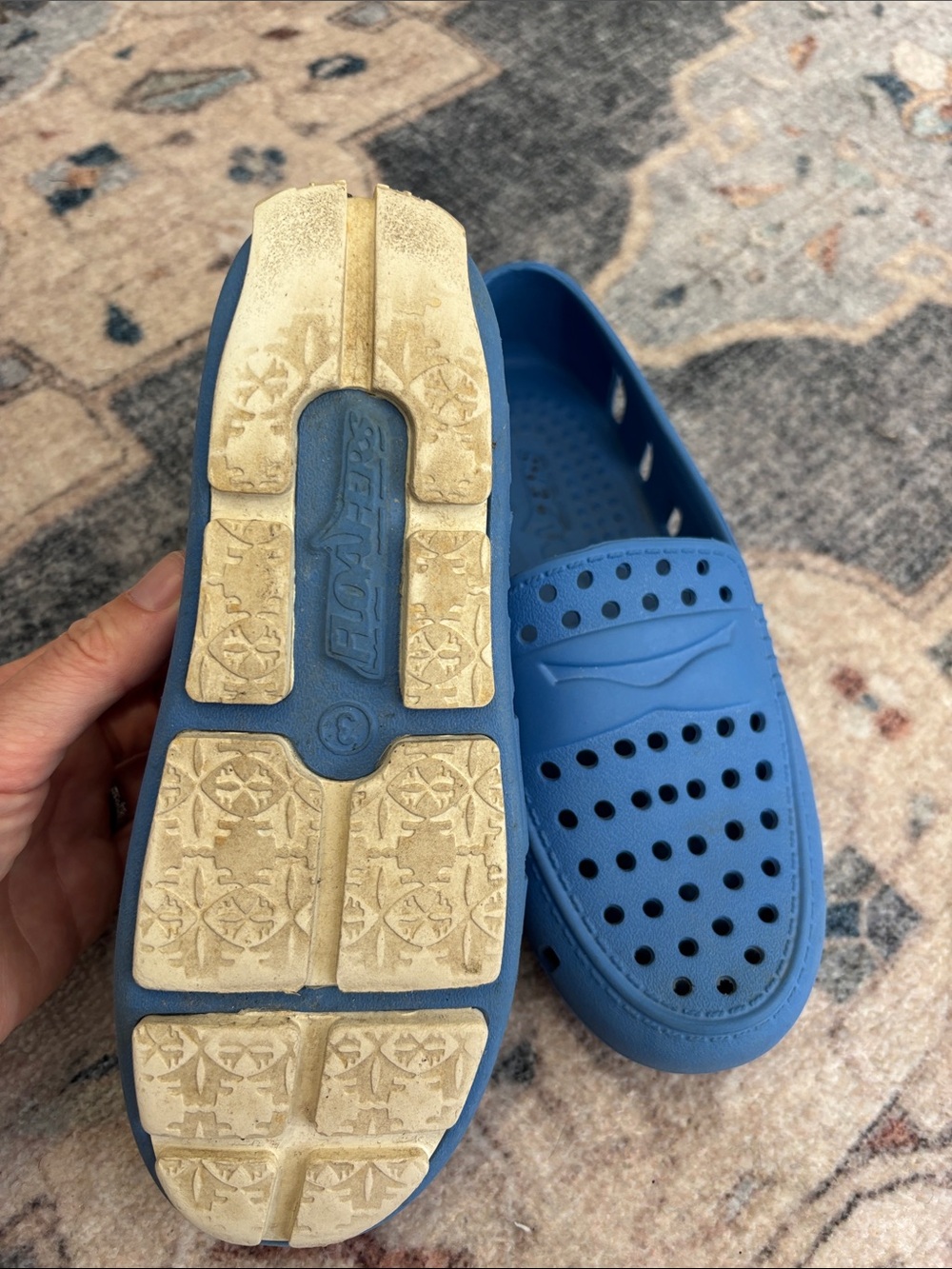 Boys floafers. Casual Slip-On Perforated Blue, size 3 - Picture 3 of 3